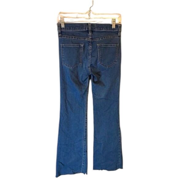 Free People Wide Leg Jeans Y2K 70s Raw Hem Dark Wash Denim Size 26 boho retro - Picture 3 of 7